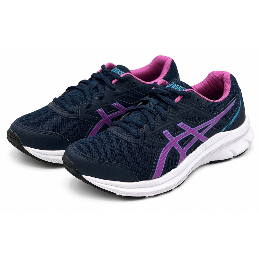 ASICS Jolt 3 Womens 5 Navy Pink Glow Athletic Running Walking Gym Shoes 1014A203